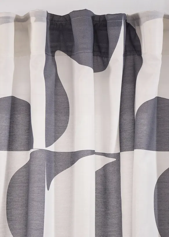 Gardin i resirkulert polyester med grafisk m&oslash;nster (1-pack), bonprix