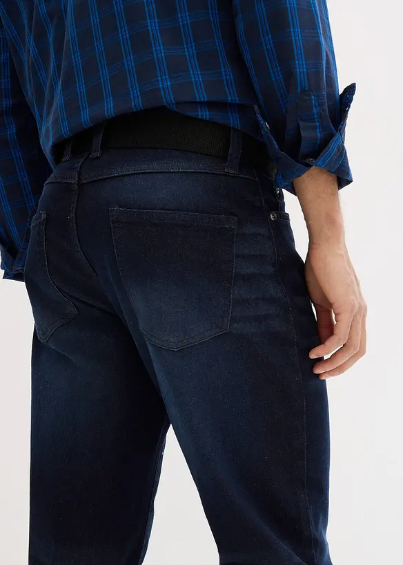 Regular Fit-jeans med stretch og belte, Straight, bonprix