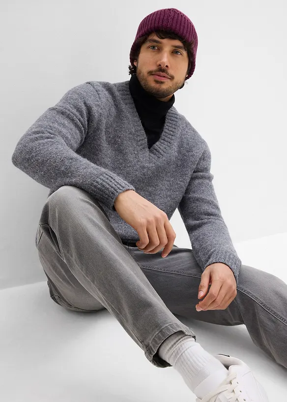 Regular Fit-jeans med stretch og belte, Straight, bonprix