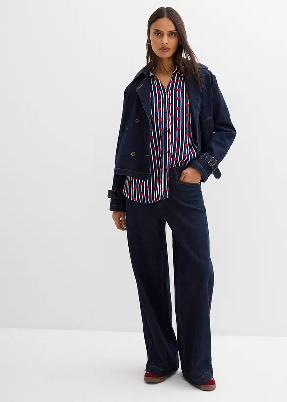 Oversized skjorte i myk musselin, bonprix