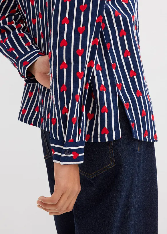 Oversized skjorte i myk musselin, bonprix