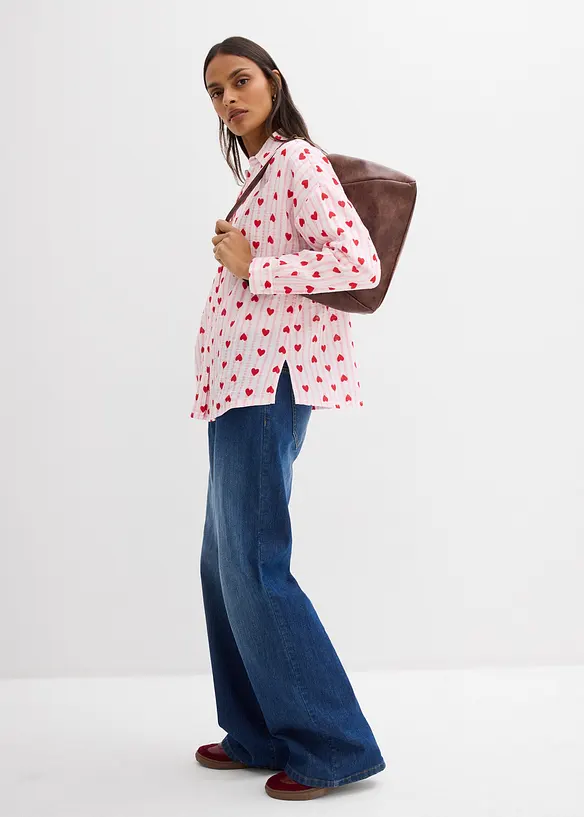 Oversized skjorte i myk musselin, bonprix