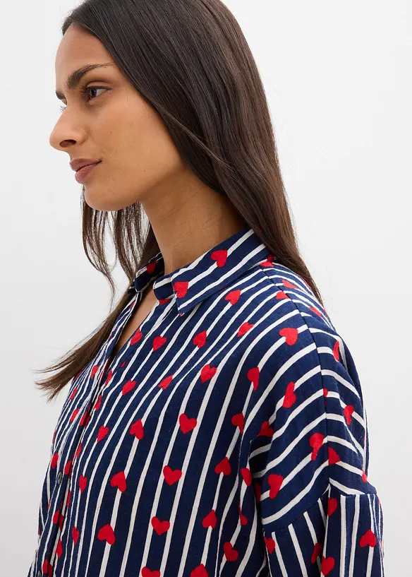 Oversized skjorte i myk musselin, bonprix