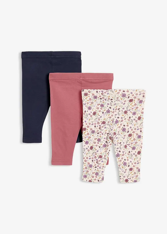 Leggings i 100% &oslash;kologisk bomull (3-pack), bonprix