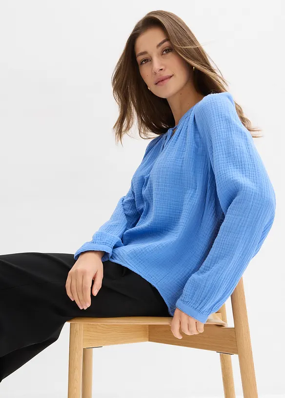 Blusetopp av myk musselin, bonprix