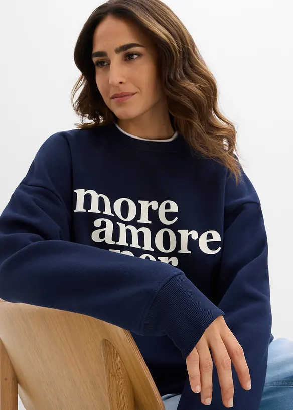 Oversized sweatshirt i bomullsmiks, bonprix