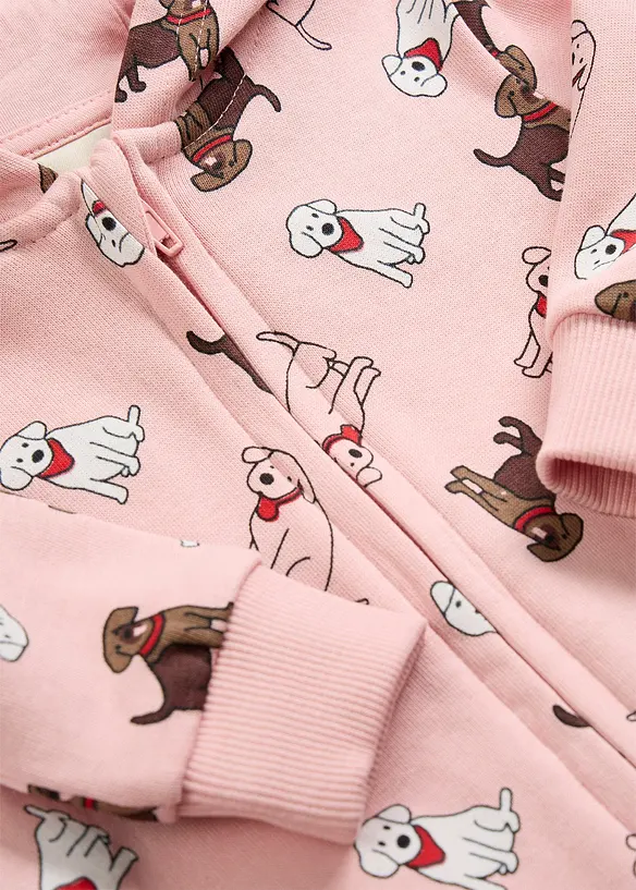 Sweat-ovrall med hette, av 100% bomull, bonprix