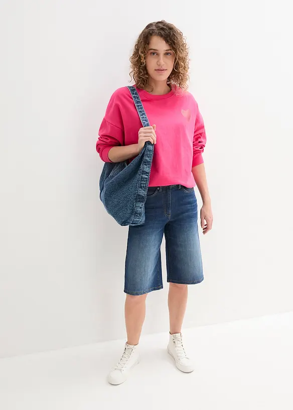 Bermudashorts i denim, High Waist, komfortlinning, bonprix