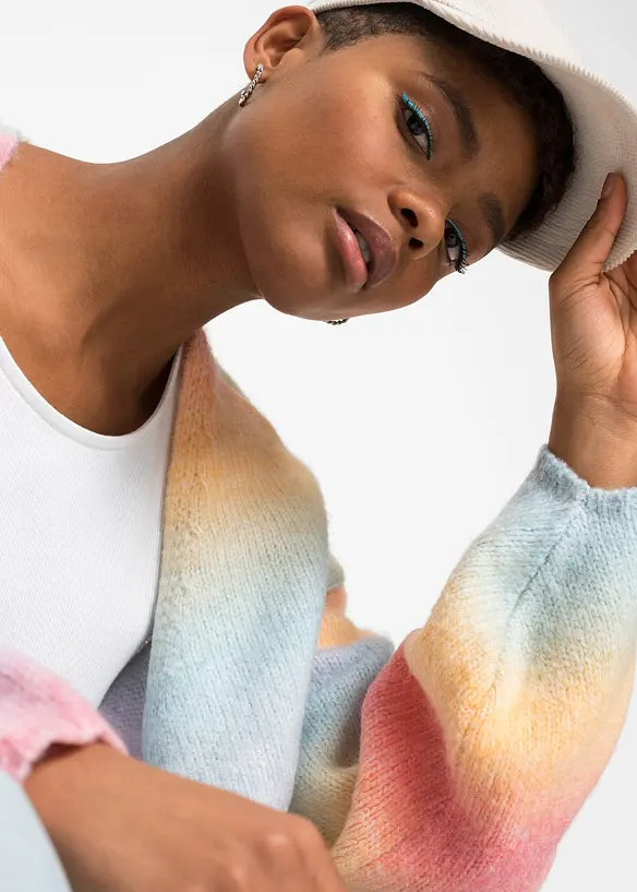 Grovstrikket jakke i myk ullmiks, bonprix