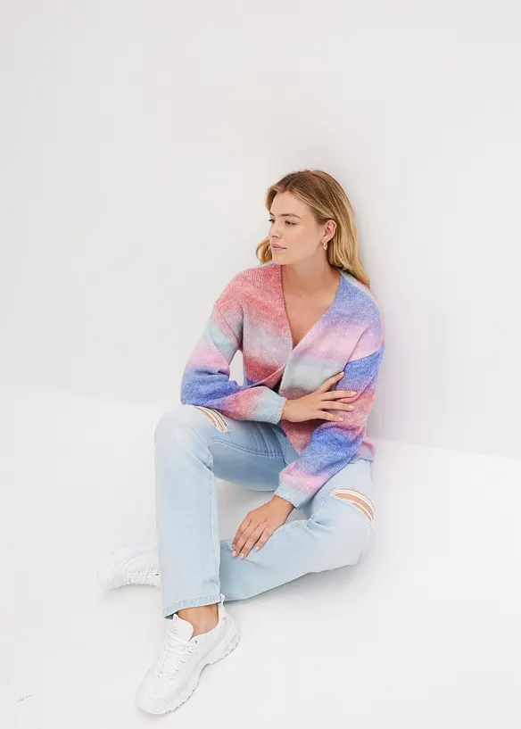 Grovstrikket jakke i myk ullmiks, bonprix