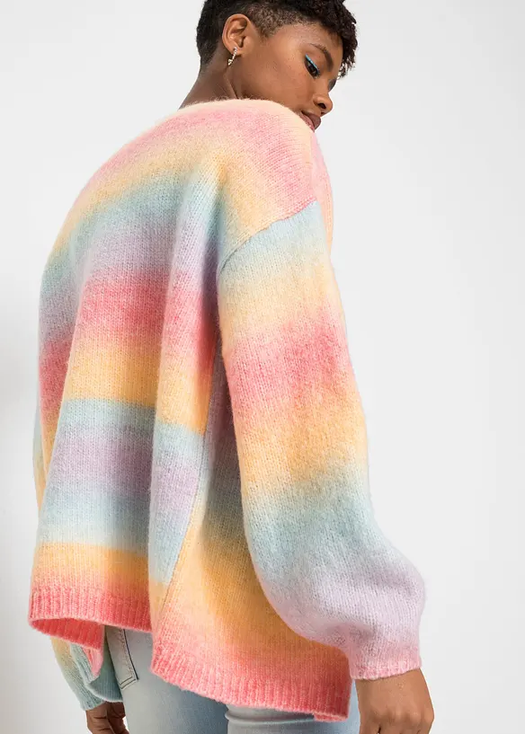 Grovstrikket jakke i myk ullmiks, bonprix