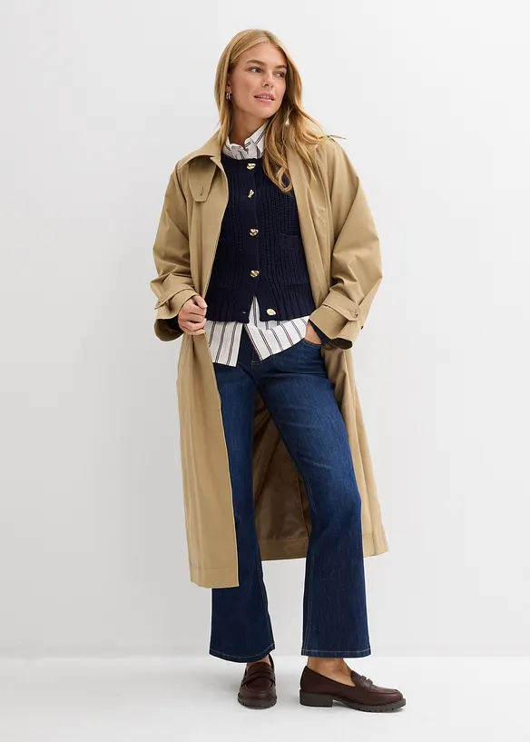 Grovstrikket cardigan med hamrede knapper, bonprix