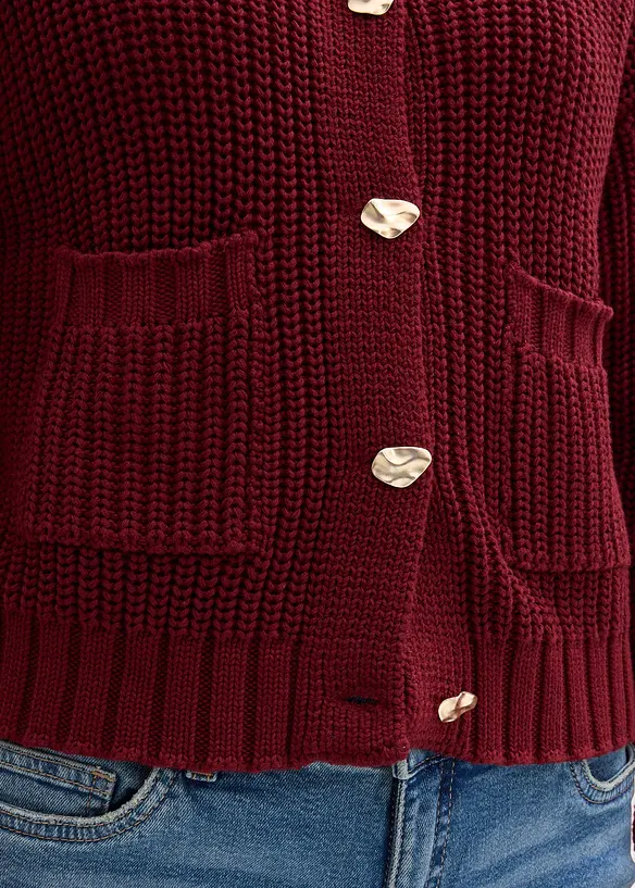 Grovstrikket cardigan med hamrede knapper, bonprix