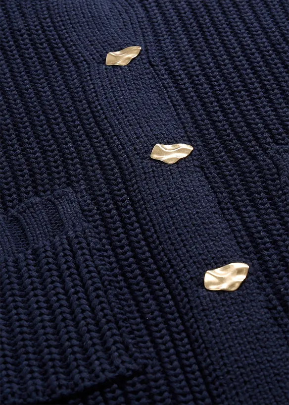 Grovstrikket cardigan med hamrede knapper, bonprix