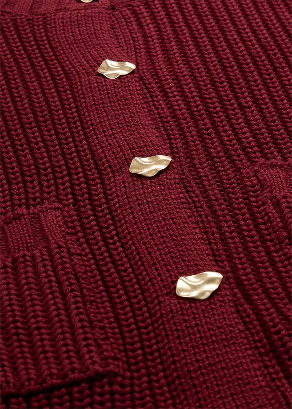 Grovstrikket cardigan med hamrede knapper, bonprix
