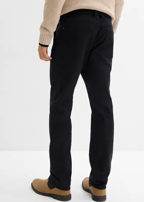 Regular Fit-chinos med stretch, komfortlinning og belte, Straight, bonprix