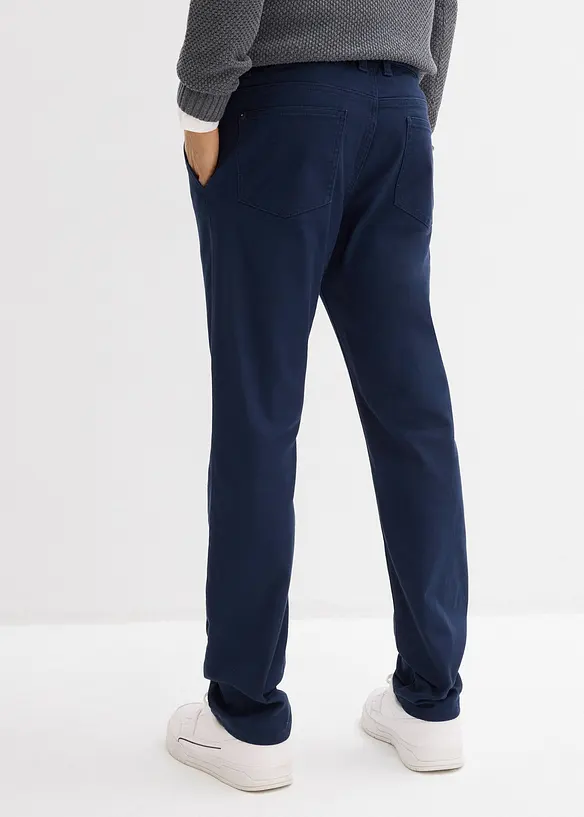 Regular fit-chinos med stretch, elastisk linning og belte, Straight, bonprix