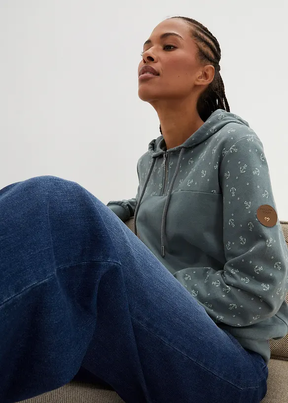 Hettegenser i 100% bomull med glidel&aring;s, bonprix