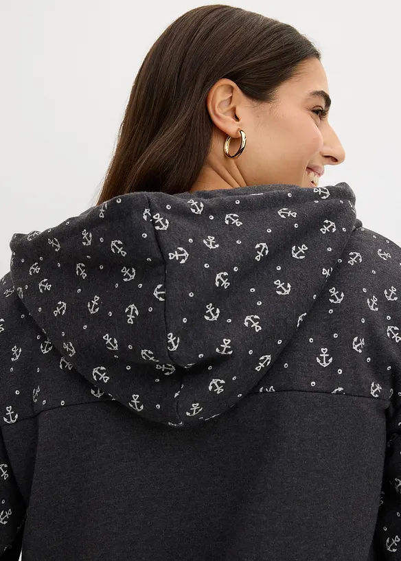 Hettegenser i 100% bomull med glidel&aring;s, bonprix