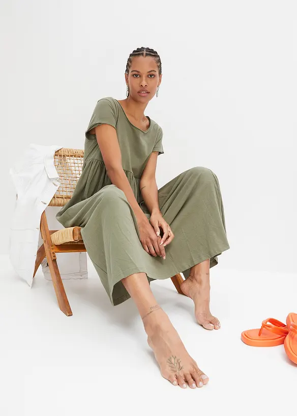 Midikjole i 100% &oslash;kologisk bomull, bonprix