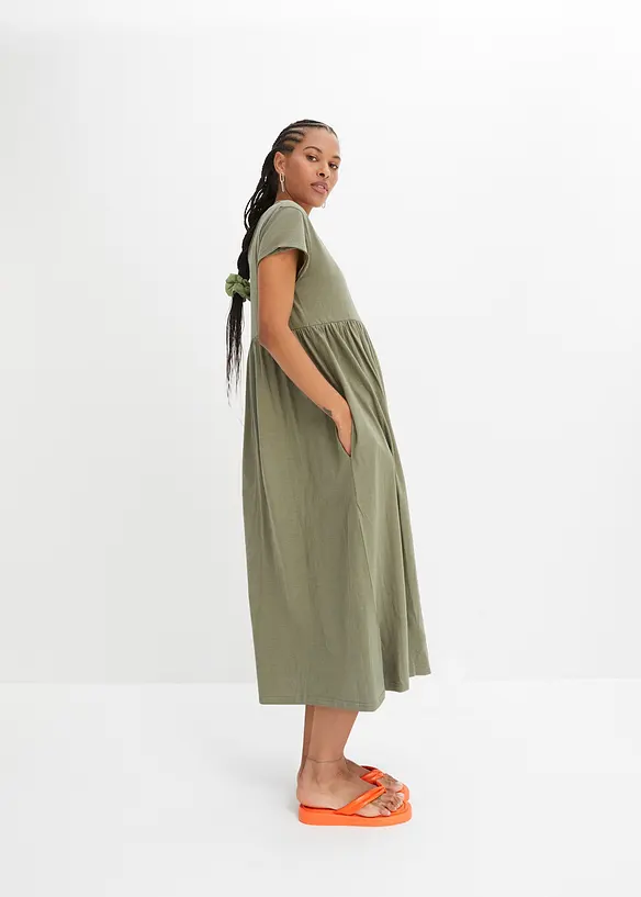 Midikjole i 100% &oslash;kologisk bomull, bonprix