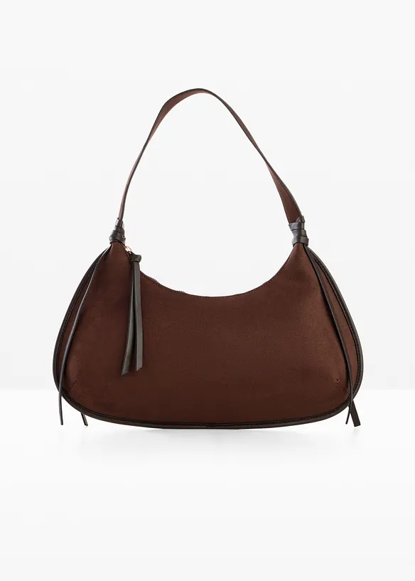 Skulderveske  i imitert, semsket skinn med passepoil, bonprix