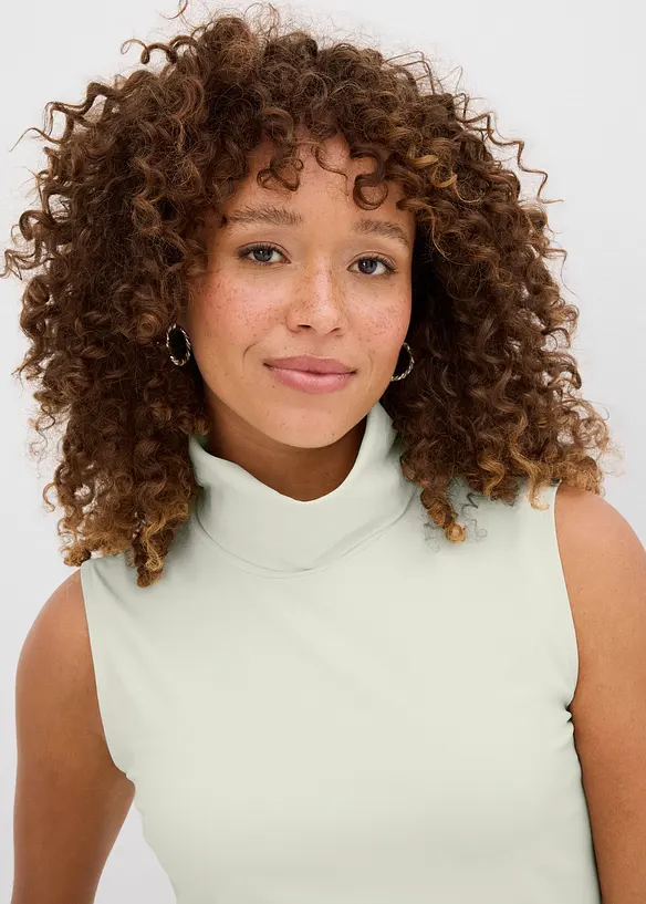 Topp med rullekrage i elastisk materiale, bonprix