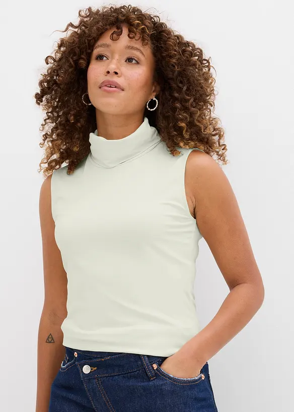 Topp med rullekrage i elastisk materiale, bonprix