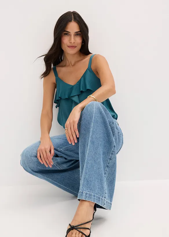Wide Leg-jeans Mid Waist, Low Stretch Full Length, bonprix