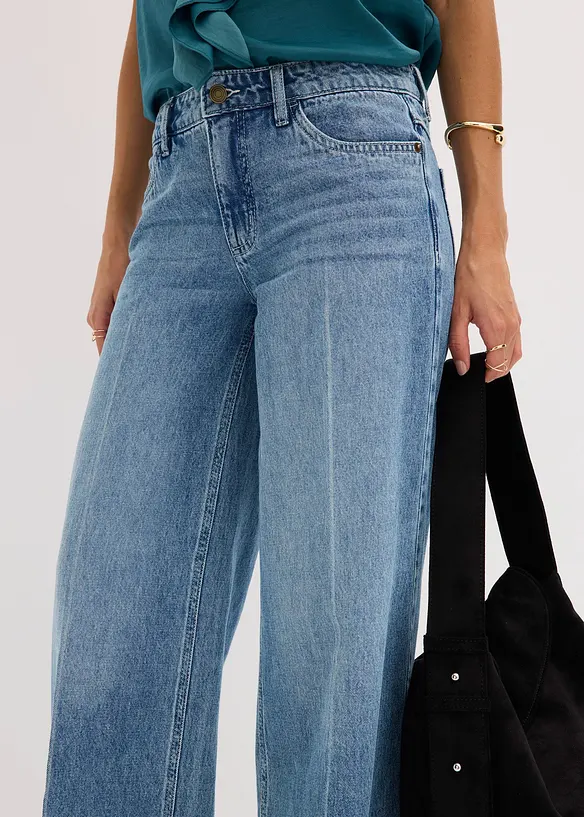 Wide Leg-jeans Mid Waist, Low Stretch Full Length, bonprix
