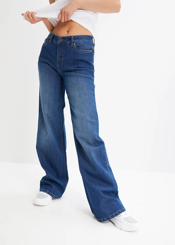Wide Leg-jeans, Mid Waist, Stretch, bonprix