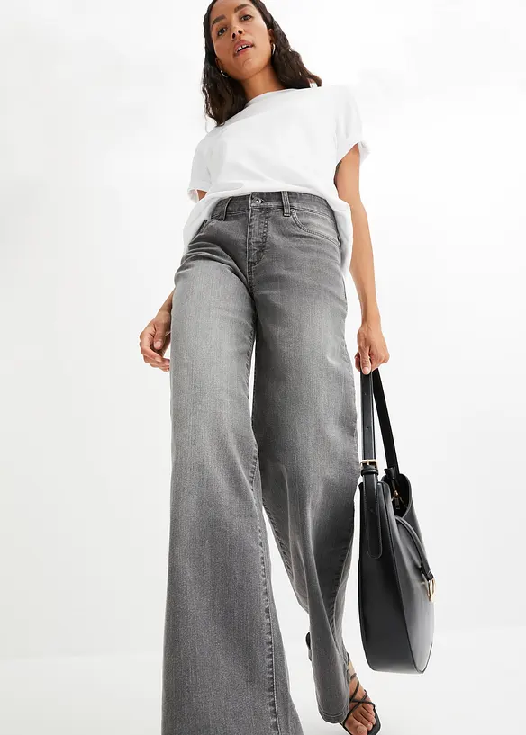 Wide Leg-jeans, Mid Waist, Stretch, bonprix