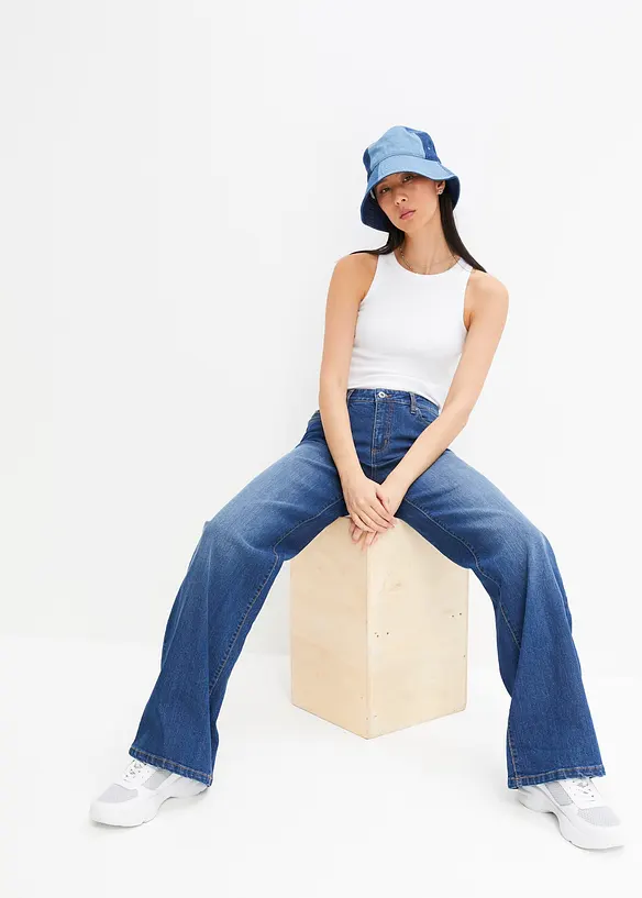 Wide Leg-jeans, Mid Waist, Stretch, bonprix