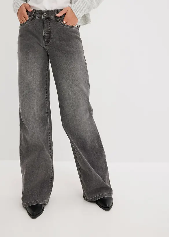 Wide Leg-jeans, Mid Waist, Stretch, bonprix