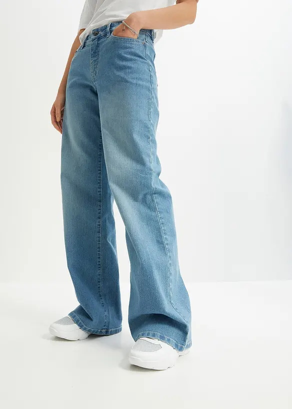 Wide Leg-jeans, Mid Waist, Stretch, bonprix