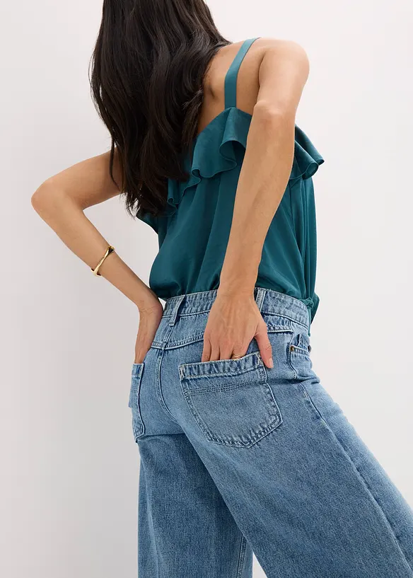 Wide Leg-jeans Mid Waist, Low Stretch Full Length, bonprix