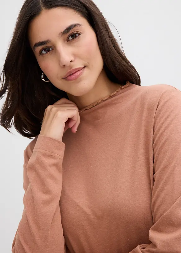 Langermet topp i bomullsmiks, bonprix