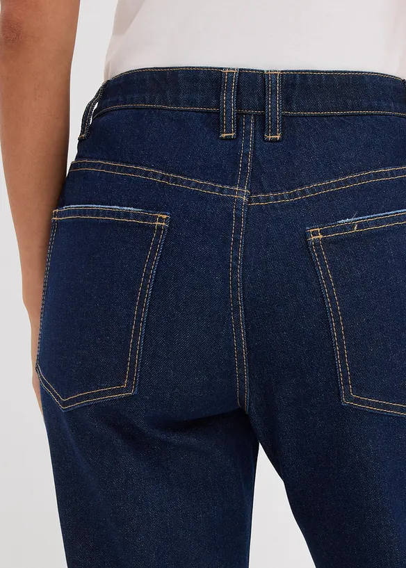 Straight Jeans Mid Waist med strass, bonprix