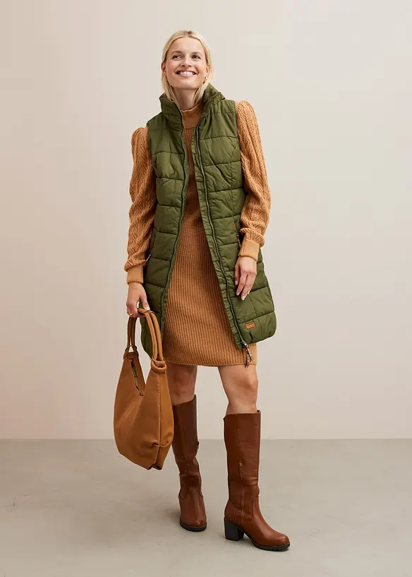 Lang vest med st&aring;krage, bonprix