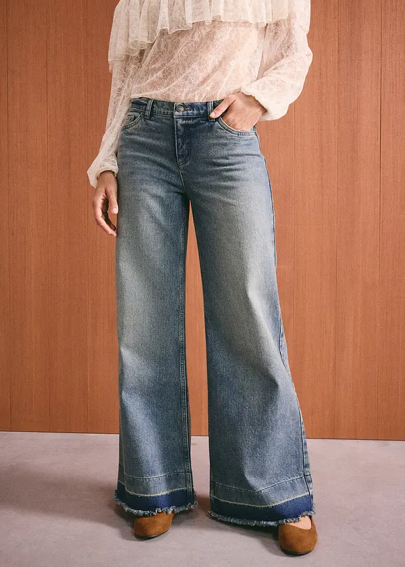 Wide leg-jeans, Mid Waist, bonprix