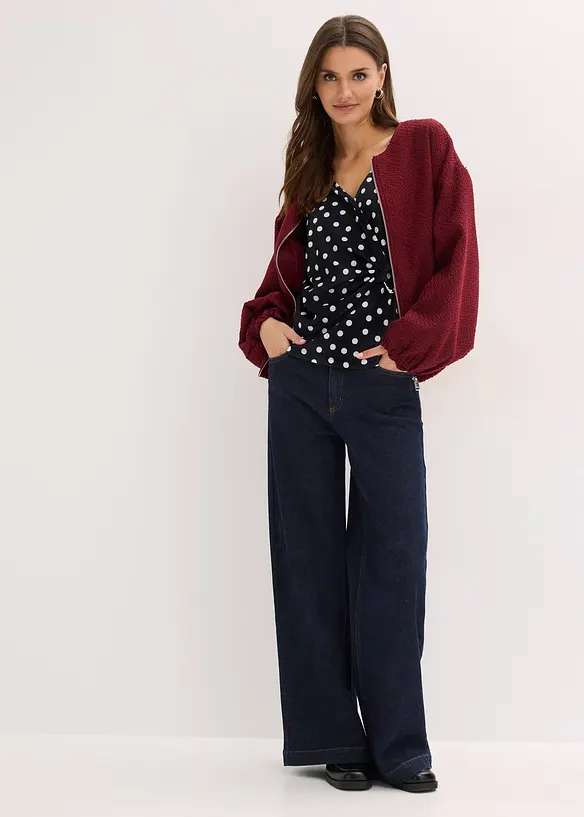 Langermet topp i strukturert jersey, bonprix