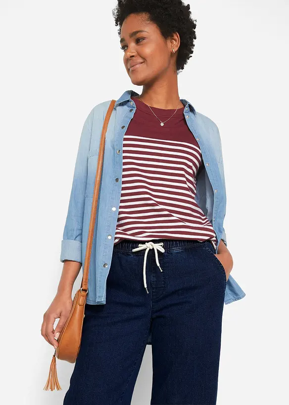 Wide Leg-jeans Mid Waist, Stretch, bonprix