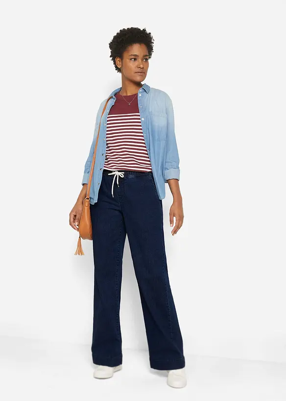 Wide Leg-jeans Mid Waist, Stretch, bonprix