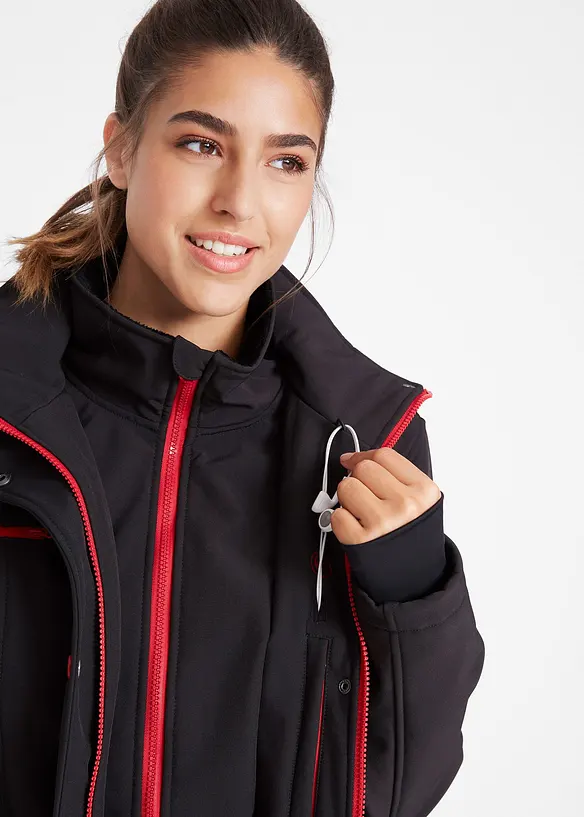 Lang softshelljakke med stretch, vannavvisende, bonprix