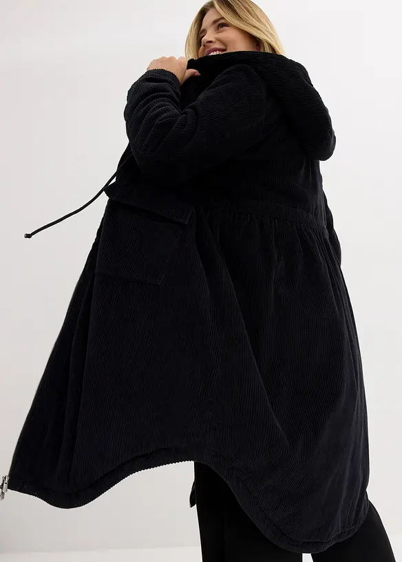 Cord-k&aring;pe med hette med teddy-fleece, i ren bomull, bonprix