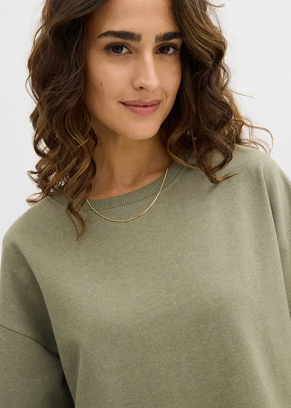 Sweatshirtkjole med vevd skj&oslash;rt, bonprix