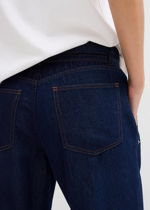 Wide Leg-jeans Mid Waist med belte, bonprix