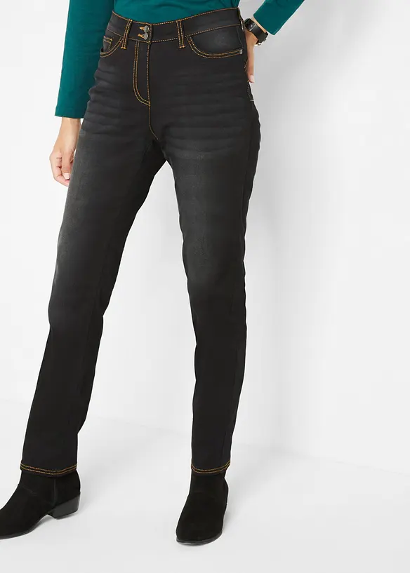 Varmende, Straight-jeans Mid Waist med komfortlinning, bonprix