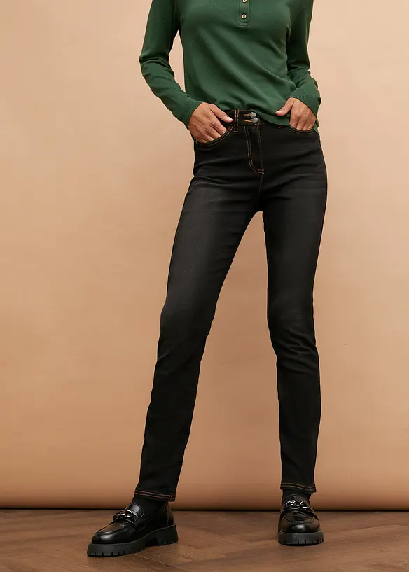 Varmende, Straight-jeans Mid Waist med komfortlinning, bonprix