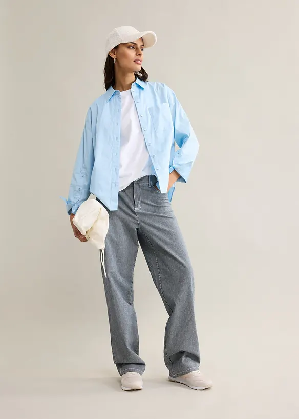 Loose Straight-jeans, High Waist, stripete, bonprix